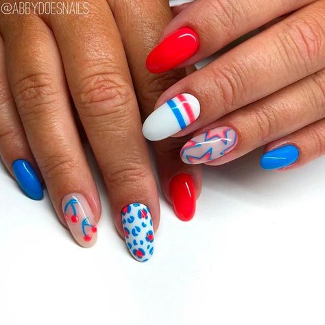 Simple Acrylic Nail Designs For Summer 4th Of July, Sandy Nails, 4th Nails, Planet Nails, Patriotic Nails, Usa Nails, Fourth Of July Nails, Daisy Nails, 4th Of July Nails