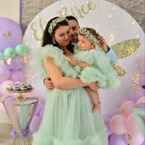 Mom Daughter Outfits Birthday, Mom And Daughter Birthday Dress, Mother Daughter Dresses Matching Birthday, Mom Daughter Matching Dresses Birthday, Tulle Dress Toddler, Mother Daughter Matching Dresses, Mom Daughter Matching Dresses, Bday Outfits, Ruffle Tulle Dress