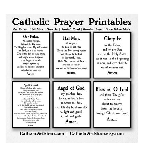 Glory Be To The Father Prayer, The Creed Catholic Prayer, Our Father Prayer Catholic, Hail Mary Prayer Catholic, Angel Of God Prayer, Grace Before Meals, Apostle's Creed, Glory Be Prayer, Catholic Printables