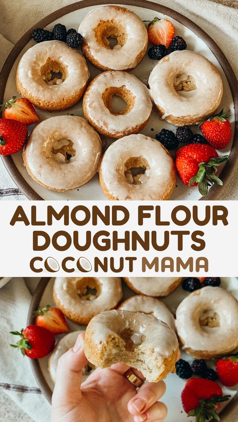 Enjoy these Almond Flour Doughnuts with a cup of coffee in the morning, an afternoon snack, or a delectable dessert after dinner! Almond Flour Baked Donut Recipe, Almond Flour Donut Recipes, Donut Pan, Natural Baking, Coffee In The Morning, Keto Ideas, Keto Cake, Doughnut Recipe, Afternoon Snack