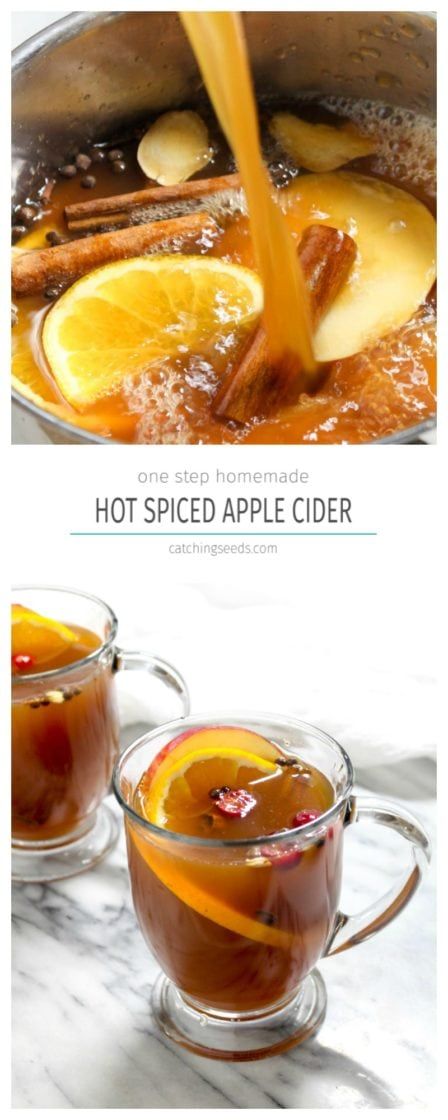 This easy homemade Hot Spiced Apple Cider Recipe is flavored with cinnamon, cloves, ginger, and orange slices. The perfect warm drink for Thanksgiving or Christmas! And it only requires ONE step to make! Hot Spiced Apple Cider, Spiced Apple Cider Recipe, Apple Cider Recipe, Thanksgiving Drinks, Spiced Apple Cider, Cider Recipe, Vegan Thanksgiving, Spiced Apples, Slow Cooking