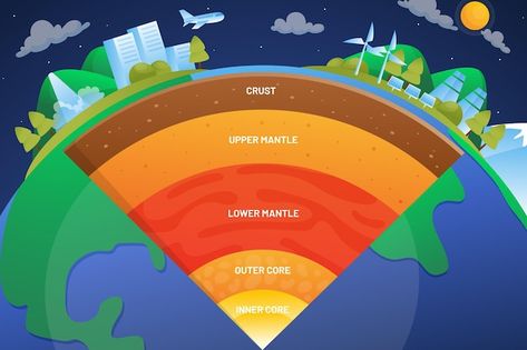 Free Vector | All earth layers illustration Layers Of The Earth Drawing, Subsystems Of The Earth, Earth Layers Project, Layers Illustration, Layers Of Earth, Layers Of The Earth, Earth Layers, Earth Projects, Outer Core