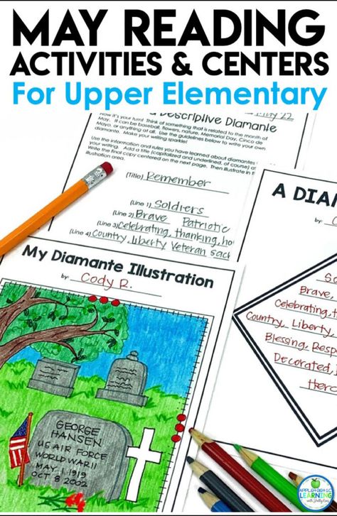 The end of the school year can bring lots of excitement and less focus when it comes to academics. Engage your students in the important end of the year review and learning with these fun May Reading and Language Arts Centers and Activities. Your 3rd, 4th and 5th grade students will be immersed in these May themed reading comprehension activities and language arts games. Perfect for adding to your classroom centers or small group instruction. #May #readingcomprehension #poetry #languagearts Descriptive Writing Activities, Language Arts Games, Language Arts Centers, 5th Grade Activities, Fun Writing Activities, Teaching Printables, Year Review, Classroom Centers, End Of Year Activities