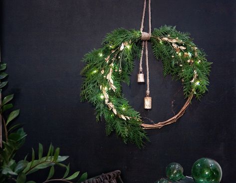 Christmas Wreath With Lights Real Cedar Wreath Christmas - Etsy Ireland Christmas Wreath With Lights, Wreath With Lights, Christmas Front Door Wreath, Cedar Wreath, Christmas Wreaths With Lights, Christmas Front Door, Christmas Wreaths Diy Easy, Season Decor, Wreath Wall Decor