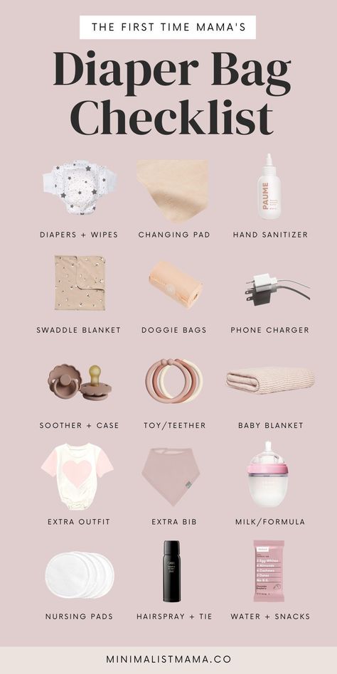 Newborn Diaper Bag Essentials, Newborn Diaper Bag, Mom Necessities, Diaper Bag Checklist, Newborn Checklist, Minimalist Mom, Baby Hospital Bag, Baby Vision, Diaper Bag Essentials