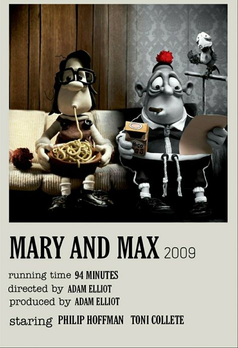 Mary and Max polaroid movie poster Mary And Max Quotes, Stop Motion Movie Poster, Animations To Watch, Animated Films To Watch, Animation To Watch, Claymation Movies, Mary And Max, Max Movie, Polaroid Movie Poster