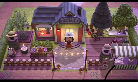 Animal Crossing Mable Sisters Shop Design, Animal Crossing Island Inspiration Able Sisters, Acnh Blaire Yard Ideas, Carnival Area Animal Crossing, Animal Crossing Main Street, Anch Store Front Ideas, Nook's Cranny Animal Crossing, Abel Sisters Animal Crossing Design Ideas, Abel Sisters Acnh