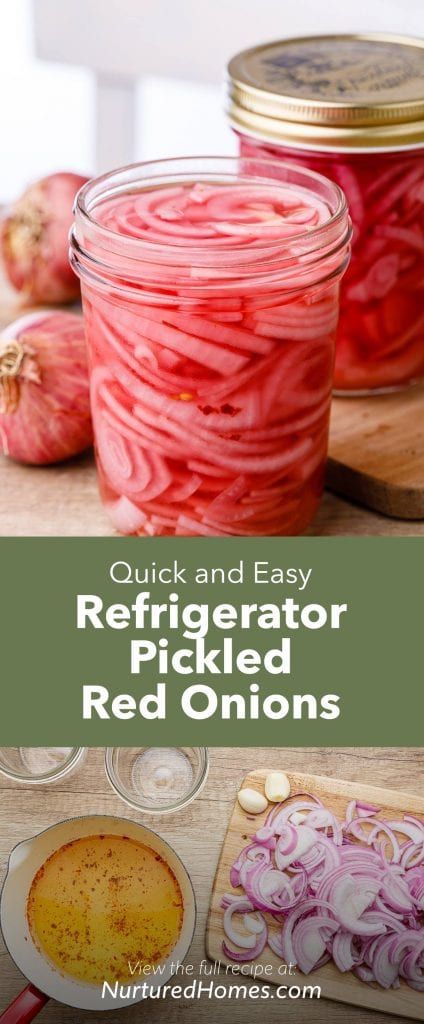 Quick Pickled Red Onions with Apple Cider Vinegar and Garlic - Nurtured Homes Pickling Veggies, Homemade Marmalade, Apple Cider Vinegar Recipes, Pickle Recipes Homemade, Quick Pickled Red Onions, Pickled Onion, Quick Pickled Onions, Quick Pickled, Refrigerator Pickles