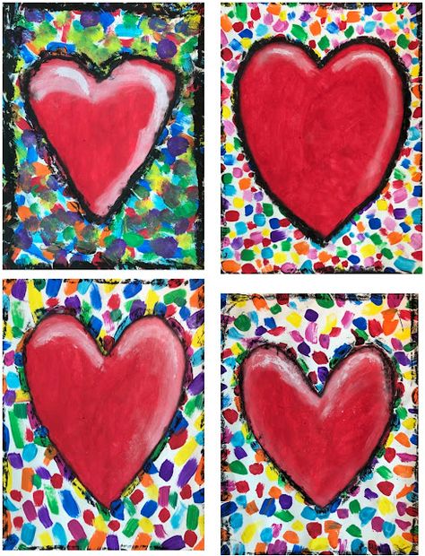 The Rolling Artroom: Jim Dine Inspired Hearts (1st-3rd Grade) Valentines Art Lessons, Art Unit, Valentine Art Projects, Jim Dine, 2nd Grade Art, 3rd Grade Art, Scratch Art, Elementary Art Projects, Valentines Art