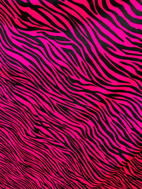 Exotic zebra design Fuchsia/black print on best quality shiny nylon spandex 4-way stretch 58/60"Sold by the YD. Ships worldwide from Los Angeles California USA Content: 80% Nylon; 20% Spandex Neon Pink Wallpaper, Y2k Prints, Exotic Aesthetic, Y2k Birthday Party, Hot Pink Zebra Print, Neon Animal Print, Y2k Pattern, Zebra Painting, Pink Zebra Print