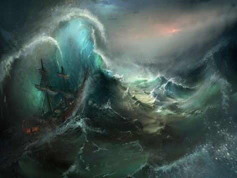 ArtStation - Stormy Seas, Tysen Johnson Ocean Storm Stormy Sea, Stormy Sea Painting, Wave Drawing, Ocean Storm, Sea Storm, Stormy Seas, Stormy Sea, Sea Painting, Evanescence