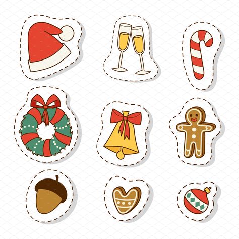 Christmas icons symbols vector by Vectorstockerland on @creativemarket Christmas Stickers Printable, Holiday Cartoon, Xmas Sticker, Christmas Doodles, Vector Christmas, Christmas Icons, Holiday Stickers, Christmas Drawing, Cartoon Icons