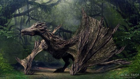 ArtStation - Wood Dragon, Jia Hao Day Of Dragons, Tree Dragon, Dragon Inspiration, Wood Dragon, Dragon Images, Legends And Myths, Komodo Dragon, Dragon Illustration, Fantasy Beasts