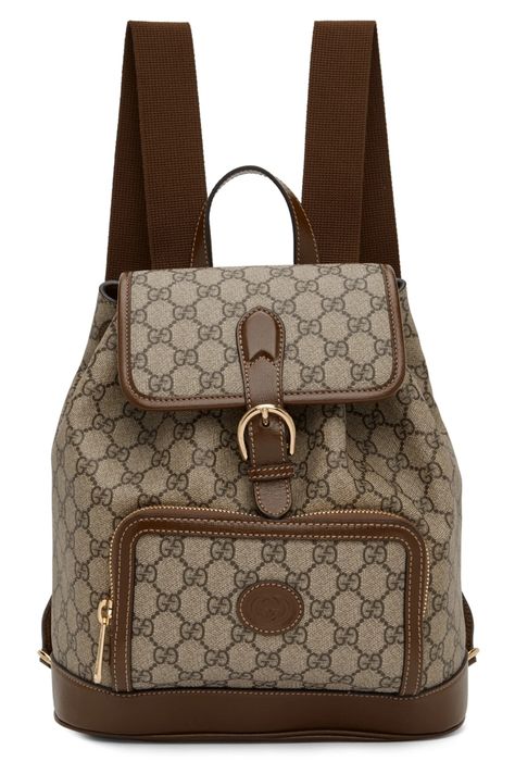 Discover great products at the best prices at Dealmoon. Gucci Beige & Brown GG Supreme Retro Backpack. Price:$2250.00 at SSENSE Gucci Luggage Set, Gucci Luggage, Retro Backpack, Rhinestone Jeans, Gucci Outfits, Buy Gucci, Logo Pattern, Canvas Backpack, Designer Backpacks