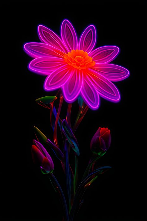 Neon Flowers Wallpaper, Neon Club, Neon Cactus, Glowing Flowers, Font Ideas, Widget Ideas, Neon Flowers, Flower Wreaths, Flower Wallpapers