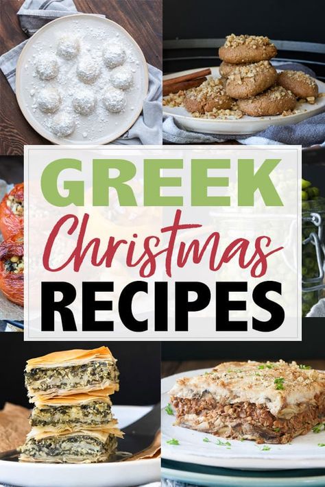 Traditional Greek Christmas Dinner, Mediterranean Christmas Recipes, Greek Christmas Food, Greek Christmas Decorations, Greek Christmas Dinner, Greek Food Recipes Authentic, Greek Orthodox Christmas, Greek Dinner Ideas, Kourabiedes Recipe