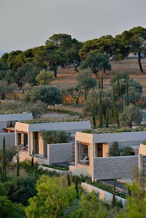 Kerry Hill Architects, Mediterranean Landscape Design, Greece Resorts, Kerry Hill, Greece Design, Hill Resort, Resort Plan, Casa Cook, Plot Of Land