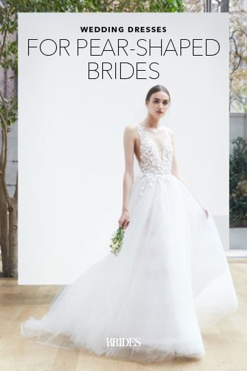 Wedding Dresses for Pear-Shaped Brides Wedding Dress For Petite Pear Shape, Wedding Dresses For Petite Pear Shape, Best Wedding Dress For Body Type Pear, Pear Wedding Dress Body Types, Pear Shaped Wedding Dress Body Types, Wedding Dress Based On Body Shape, Pear Body Wedding Dress, Best Wedding Dress For Pear Shape, Wedding Gown For Pear Shape Brides