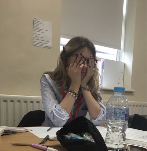 blonde haired girl rubbing her eyes behind her glasses, visibly frustrated with her girlies College Aesthetic, Uni Life, Academic Motivation, Study Motivation Inspiration, School Aesthetic, Rory Gilmore, Studying Inspo, Study Hard, School Motivation