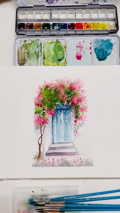 Monali | Watercolour Artist | Sharing a floral bunch in watercolors using splatters which I had done long ago. Currently on vacation mode but will definitely try… | Instagram Watercolor Pans, Happy Hormones, Spring Landscape, Watercolor Flower Art, Watercolor Paintings Tutorials, Republic Day, Vacation Mode, Artist On Instagram, Love Painting