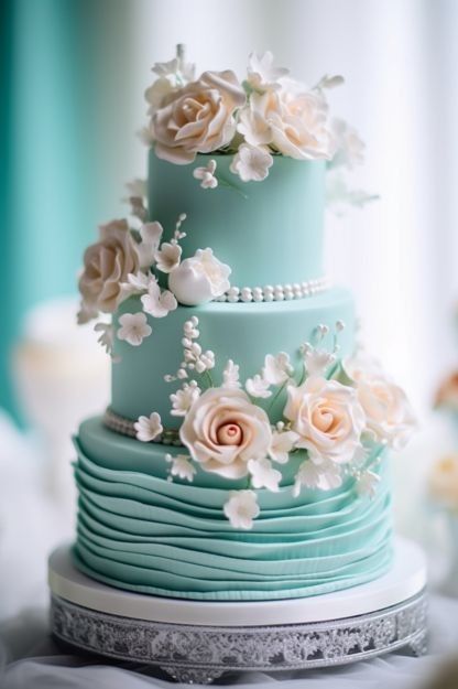 Tiffany Blue And Navy Wedding, Tiffany Blue Table Setting, Turquoise Cake Ideas, Aqua Blue Wedding Theme, Tiffany Blue Party Decorations, Tiffany Blue Wedding Decorations, Tiffany Blue Cake, Aqua Wedding Theme, Tiffany Blue Bridesmaids