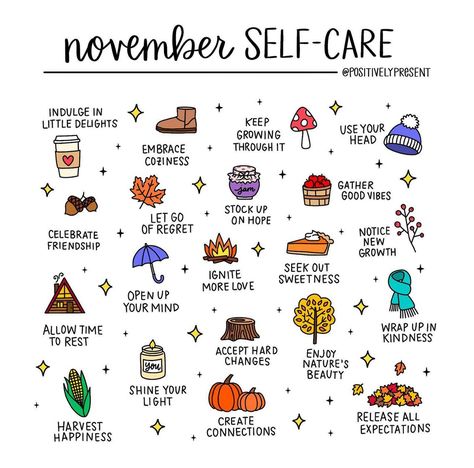 November Self Care, September Self Care, Self Care September, Brett Maverick, Herbst Bucket List, Happy November, Fall Mood Board, Self Care Bullet Journal, Shine Your Light