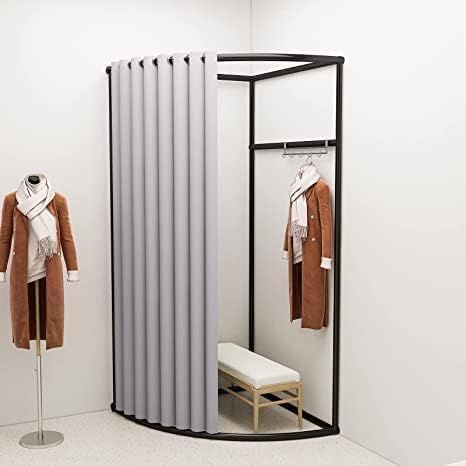 Store Fitting Room, Portable Dressing Room, Corner Stand, Changing Clothes, Wall Corner, Boutique Clothing Store, Iron Brackets, Linen Curtain, Iron Stand