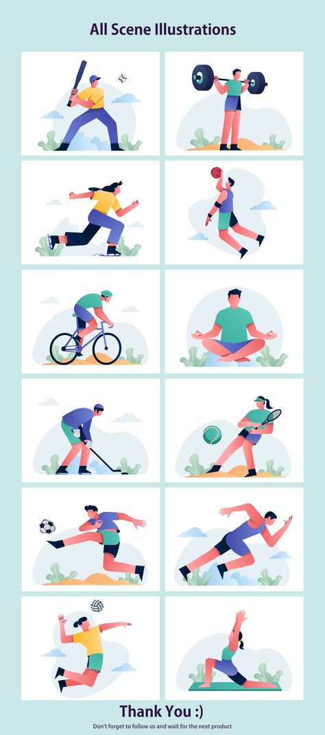 Sport Vector Illustration, Sport Drawing Illustration, Sport Illustration Graphics, Sport Illustration Art, Flat Art Illustration, Athlete Illustration, Exercise Graphic, Sports Art Design, Flat Character Illustration