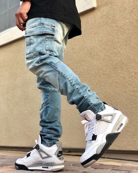 Air Jordan 4 Outfit Men, Jordan 4 Outfit Men, Air Jordan 4 Outfit, Jordan 4 Outfit, Jordan Women, Jordan 4 White, Outfits Men Streetwear, Nike Air Jordan Shoes, Jordan Outfit