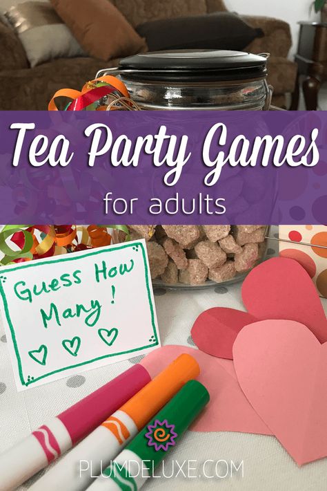 Six Tea Party Games for Adults Tea Party Games For Adults, Party Games For Women, Games For Women, Tea Party Activities, Adults Games, Adult Tea Party, Games For Ladies, Lila Party, Party Games For Adults