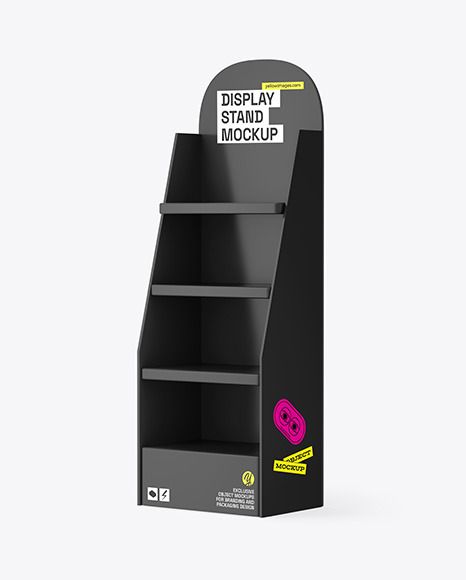 Display Stand Mockup. Present your design on this mockup. Includes special layers and smart objects for your creative works. Tags: ads,advertising,can,cans,design,display,half side view,label,metallic,mockup,point of sale,pos,product,shelves,stand. #mockup #psdmockup #brandmockup #yellowimages Product Display Stand Design, Pos Display Design Creative, Salon Display Ideas, Display Stand Design Ideas, Product Display Shelves, Stand Display Design, Product Shelves, Cans Design, Product Display Stand