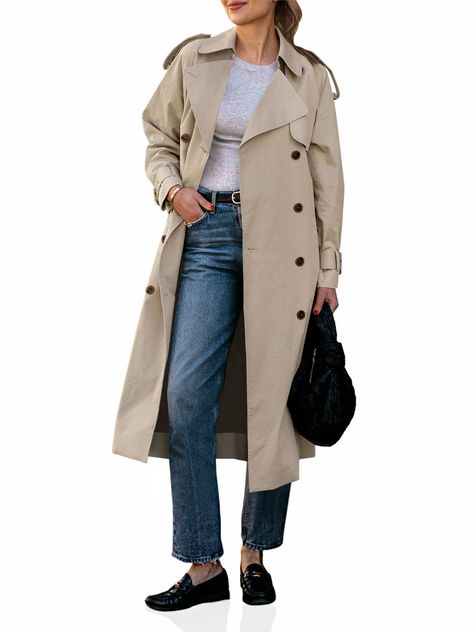 PRICES MAY VARY. Classic Design: Embrace timeless style with our Cicy Bell Womens Long Trench Coat. The double-breasted design and classic lapel add sophistication to any outfit, making it a must-have for your wardrobe. Trench Coat: This long trench coat epitomizes timeless sophistication with its classic silhouette, versatile beige hue, and refined yet luxe horn detailing.The length of this womens long trench coat allows for a seamless transition from casual to formal. Versatile Usage: Whether Oversized Trench Coat Outfits, Fall Outfits With Boots, Trench Coat Outfits, Waterproof Trench Coat, Trench Coats Women Long, Fall Outfit With Boots, Women's Trench Coat, Oversized Trench, Double Breasted Overcoat