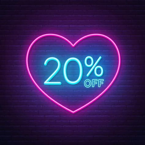 20 Sale Poster, Wine Advertising, Background Neon, Neon Background, Neon Heart, Black Friday Sale Banner, Menu Design Template, Heart Shaped Frame, Neon Wallpaper