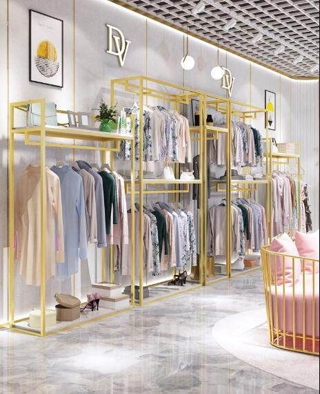 Clothing store display rack floor type men's and women's clothing shelf display rack new combination side hang. - AliExpress Mobile Track Clothes, Clothing Shelf, Clothes Shelf, Closet Interior, Rack Wardrobe, Standing Clothes Rack, Clothes Shelves, Clothing Hanger, Clothing Store Displays