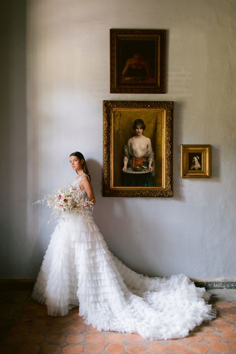 Illusion lace bodice with ruffle tiered skirt. Ball gown wedding dress Bordeaux Wedding, Villa Photography, Jose Villa Photography, Wedding Dresses Kleinfeld, Elegant Bridal Gown, Jose Villa, Kleinfeld Bridal, Breathtaking Wedding, Paris Wedding