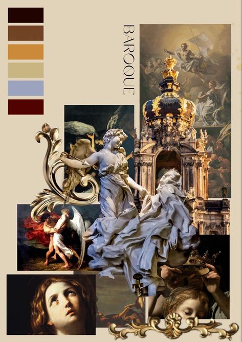 Baroque color palette Historical Mood Board, Baroque Mood Board, Baroque Color Palette, Baroque Fashion Modern, Baroque Art Design, Baroque Aesthetic Fashion, Royal Moodboard, Royal Color Palette, Royal Colors Palette