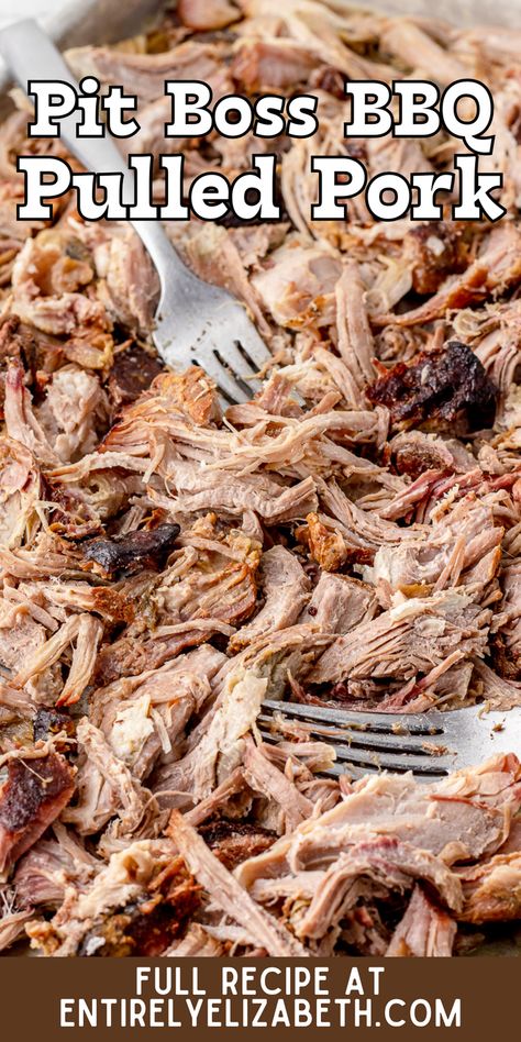 This Pit Boss BBQ Pulled Pork is fall-off-the-bone tender. It's smoked low and slow in a Pit Boss smoker. Lots of info and tips for smoking in a vertical smoker or pellet smoker grill. Pulled Pork Smoker Recipes, Smoked Pulled Pork Recipe, Carolina Pulled Pork, Traeger Grill Recipes, Easy Pulled Pork, Pellet Grill Recipes, Traeger Recipes, Smoked Pulled Pork, Pulled Pork Recipes