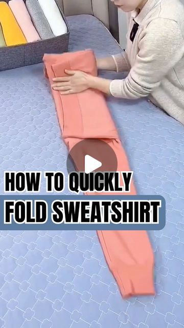 How To Folding on Instagram: "Follow @howtofolding for more content like this! How to quickly fold sweatshirt #organization #organizing #closetorganization #folding #home #hacks #organising #aesthetic #howtofold" How To Fold Hoodies, Sweatshirt Organization, How To Fold Sweaters, Clothes Life Hacks, Sweater Organization, T Shirt Folding, Folding Hacks, Folding Fitted Sheets, Packing Folding