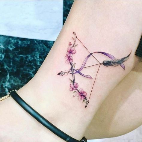 Sagittarius Tattoo Designs, Sagittarius Tattoo, Shape Tattoo, Ribbon Tattoos, Cat Tattoos, Inspiration Tattoos, Initial Tattoo, Arrow Tattoo, Tiny Tattoo