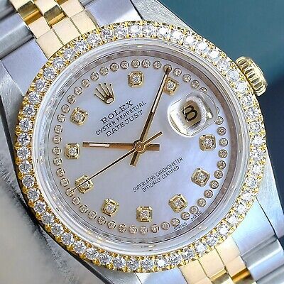 ad eBay - ROLEX DATEJUST TWO TONE WHITE DIAL DIAMOND BEZEL 36MM MENS WATCH 16233 AUTOMATIC - Buy Now, click the link (eBay) Rolex Diamond Watches For Men, Betty Boop Jewelry, Aesthetic Watch, Rolex Wrist Watch, Jewelry Closet, Rolex Diamond, Diamond Watches, Fancy Watches, Diamond Watches For Men