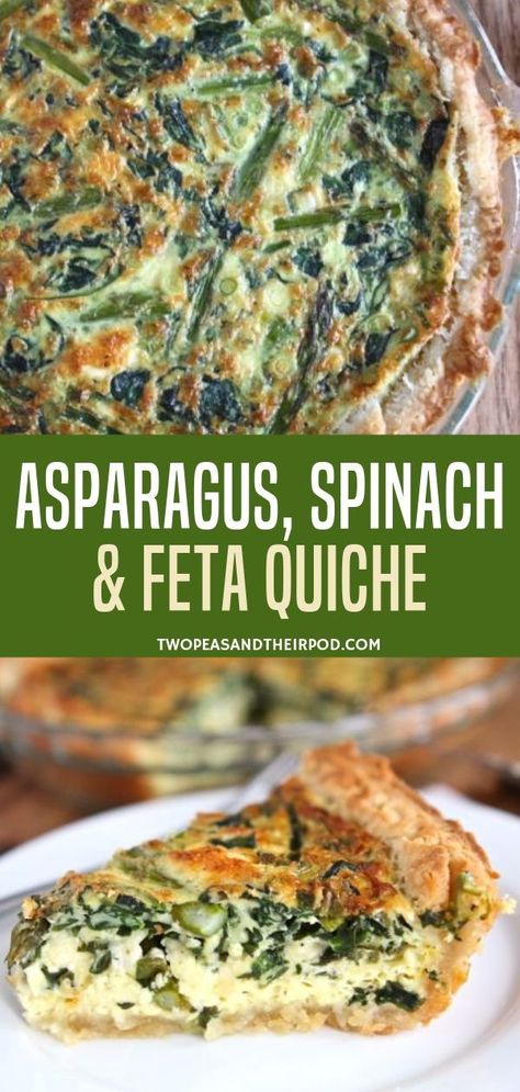 Spinach And Feta Quiche, Savory Quiche, Asparagus Quiche Recipes, Spinach Feta Quiche, Vegetarian Quiche Recipes, Feta Quiche, Asparagus Recipes Oven, Vegetarian Quiche, Asparagus Quiche