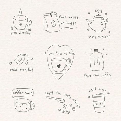 Time Doodle, Coffee Good Morning, Peach Ring, Ryn Frank, Doodle Journal, Coffee Doodle, Good Morning Tea, Coffee Cartoon, Coffee Tattoos