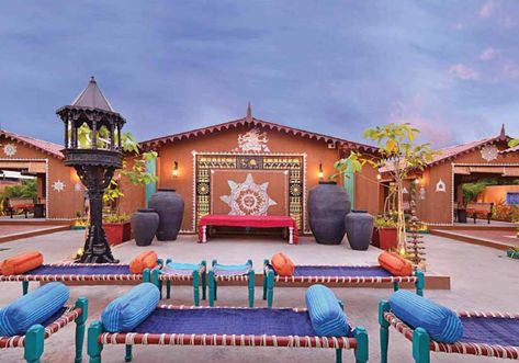 Rajasthan Decor, Photo Studio Design, Restaurant Exterior Design, Theme Restaurant, Mural Cafe, Modern Coffee Shop, Outdoor Restaurant Design, Backyard Seating Area, Restaurant Exterior