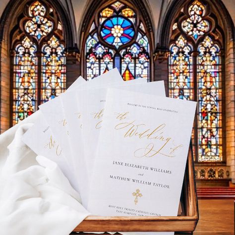 Jane Gold Full Mass Catholic Wedding Program Ceremony Programs Wedding, Catholic Wedding Program, Wedding Program Design, Programs Wedding, Church Wedding Ceremony, Text Template, Wedding Ceremony Programs, Handwritten Calligraphy, Heirloom Wedding