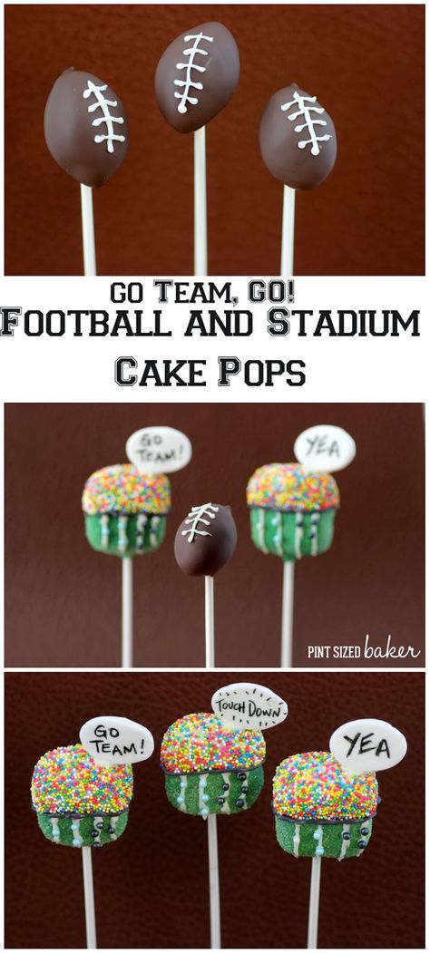 An easy tutorial to make these Football and Stadium Cake Pops. Football Cake Pops How To Make, Football Sweets, Stadium Cake, Football Cake Pops, Gameday Snacks, Kids Desserts, Football Cakes, Cake Pop Tutorial, Superbowl Sunday