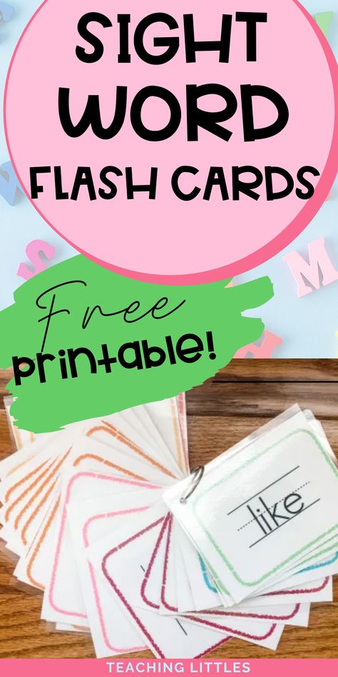 Use these free printable sight word flashcards to help your preschooler or kindergartener learn to read. DIY these cards by laminating & linking them together Prek Site Words, Pre Kindergarten Sight Words List, Sight Words Cards Free Printable, Free Kindergarten Sight Words Printables, How To Teach Site Words Kindergarten, Ell Picture Cards Free Printable, Free Printable Sight Words Flashcards, Fry Sight Word Flashcards Printable Free, Easy Sight Words For Preschool