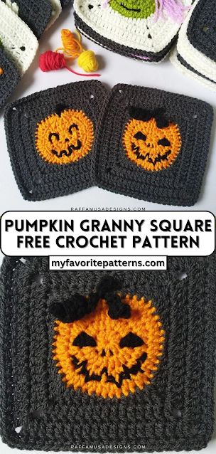 Pumpkin Granny Square Free Crochet Pattern Pumpkin Granny Square, Crochet A Pumpkin, Motifs Granny Square, Square Crochet Pattern, Granny Square Crochet Patterns Free, Fall Crochet Patterns, Halloween Crochet Patterns, Crochet Design Pattern, Crochet Square Patterns