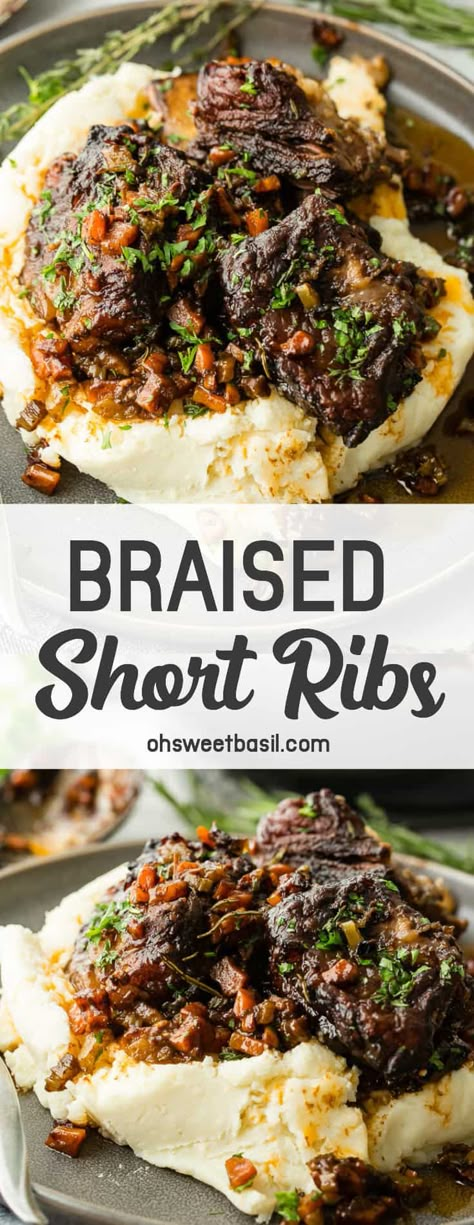 THIS. IS. IT. I've never fallen in love with a recipe as quickly as I did this one. I don't think I'll ever love another recipe as much as Oven Braised Short Ribs! #beef #whatsfordinner #dinner #recipe #ribs #shortribs #easyrecipe Oven Braised Short Ribs, Short Ribs In Oven, Cooking Short Ribs, Braised Short Ribs Recipe, Beef Short Rib Recipes, Short Ribs Recipe, Dutch Oven Recipes, Braised Short Ribs, Braised Beef