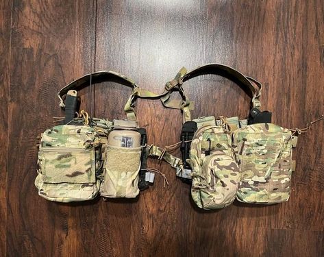 Don on Instagram: "Gear suggestion/review: If you’re looking for a new chest rig, I highly recommend a split front, specifically the @shdweqpt version. Key design points: 6x internal 5.56 pockets and 2x pistol mag sized elastic pockets. 7 columns of laser cut molle. Various center closure options. I built mine up with: 2x Cloutac medium large GP pouches (velcro lined for admin org stuff) 1x ATS tall GP pouch (fits a nalgene) 2 columns wide 1x mini direct action pouch 1x small Military Loadout, Battle Belt, Edc Bag, Direct Action, Chest Rig, Training Gear, Military Gear, Key Design, Survival Gear