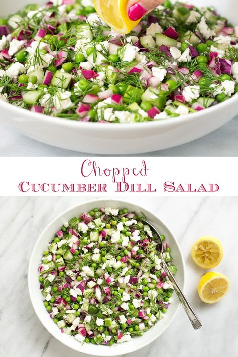 Chopped Dill Salad, Chopped Cucumber Salad Recipes, Dill Side Dishes, Chopped Cucumber Salad, Bbq Side Dishes Healthy, Grilled Entrees, Salad For Bbq, Dill Salad Recipe, Salad With Dill